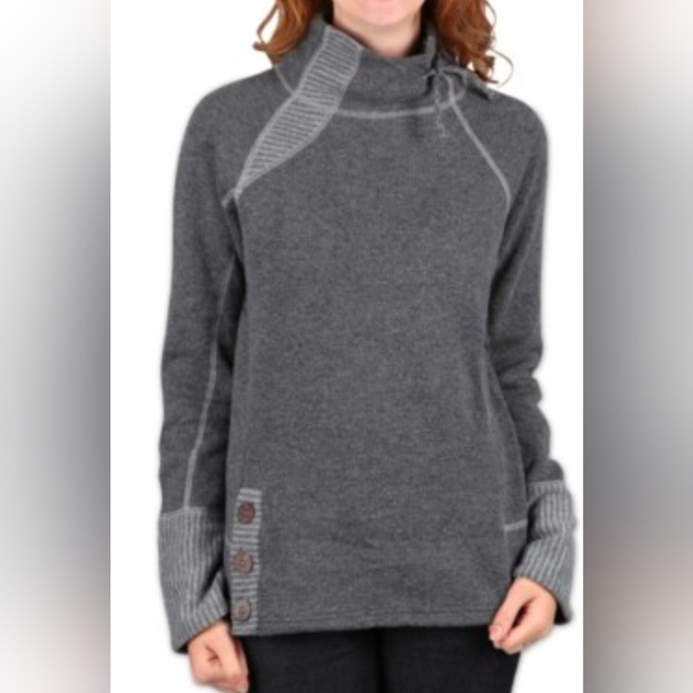Prana Lucia Charcoal Cowl Neck Sweater Womens Size Large